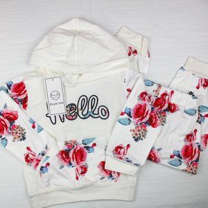 Royal Tots Girls 12-18M Matching Floral Hoodie Pants Set
